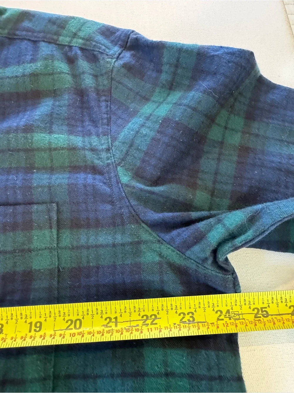 NWT LL Bean Flannel Shirt Men L TALL Blue Green Scotch Plaid Button Down Outdoor